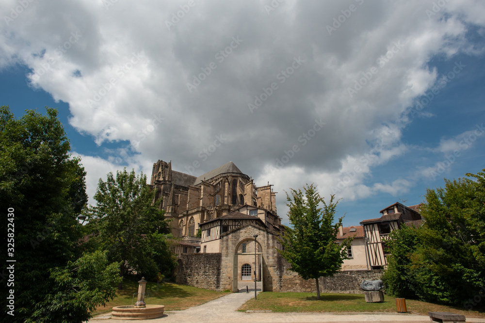 City scape of the city of Limoges france with a blue cloudy sky on a summer day 