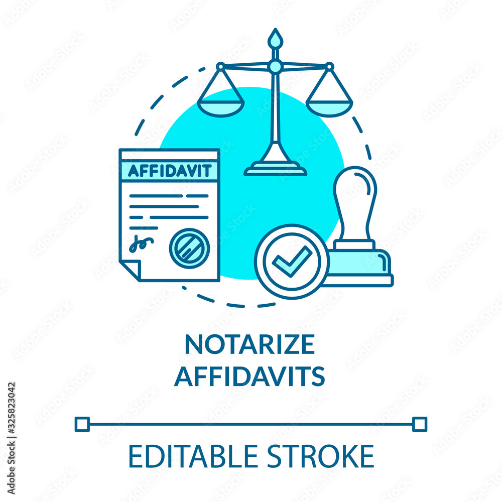 Notarize affidavits turquoise concept icon. Ownership claim. Jury