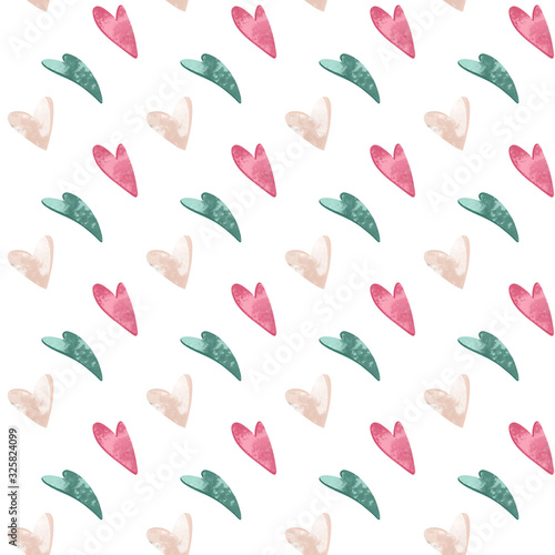 Digital art cute texture seamless pattern of elegant hearts on a white background. Print for invitations, cards, banners, posters, fabrics, wrapping paper, beauty business, web.