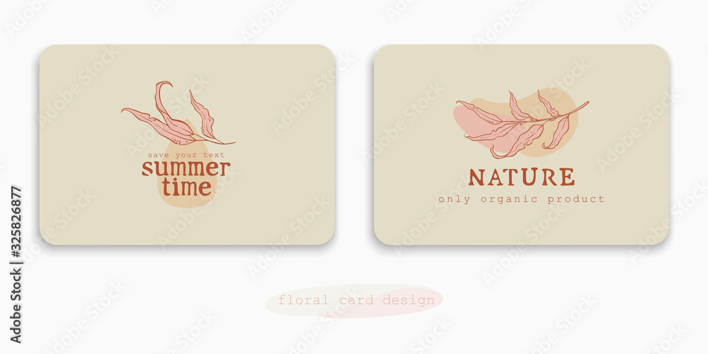 Set of logos with leaves. Template for the design of business cards, posters, banners, stamps and labels for florists, organic products, artists. Set of logos with leaves. Template for the design of business cards, posters, banners, stamps and labels for florists, organic products, artists.