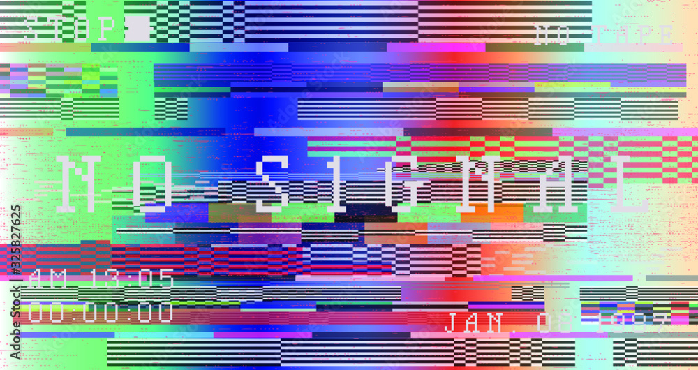 TV screen with VHS flicker effect, glitch artifacts. Retrofuturistic