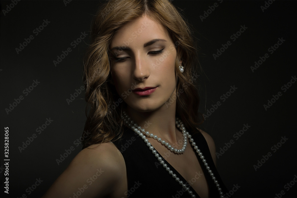 a beautiful girl elegant portrait in studio