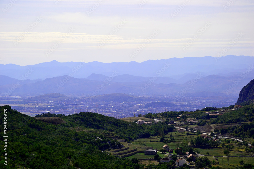 View at Podgorica from Old Town Medun,  Montenegro. 