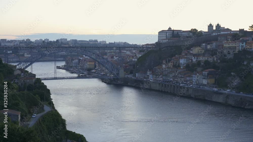 Porto city view from viewpoint in Vila Nova de Gaia with Nortada fog, Portugal Porto city view from viewpoint in Vila Nova de Gaia with Nortada fog, Portugal