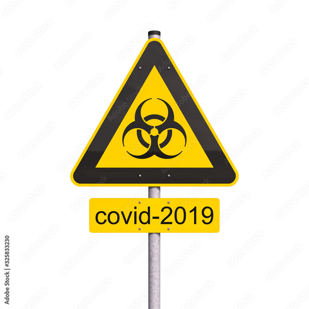 3d Illustation - Warnschild - Biogefährdung - covid-2019 - freisteller 3d Illustation - Warnschild - Biogefährdung - covid-2019 - freisteller