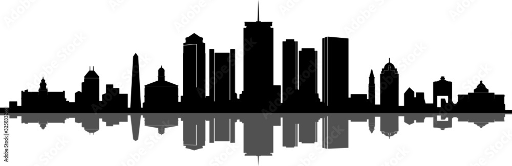 Obraz premium Boston City Skyline Outline Silhouette Vector