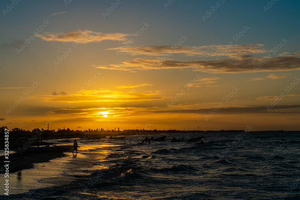 magical sunset on the Caribbean beaches