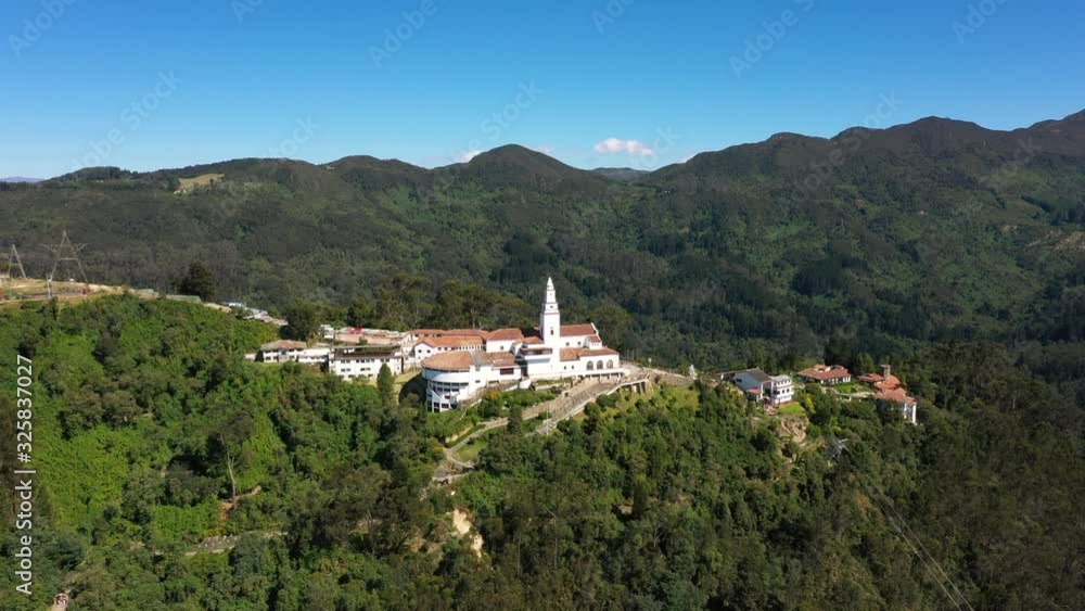 Aerial panoramic View of the Montserrat Mountain in Colombia. Camera movement left to right. Aerial panoramic View of the Montserrat Mountain in Colombia. Camera movement left to right.
