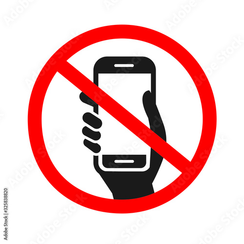 Forbidden phone sign on white background.
