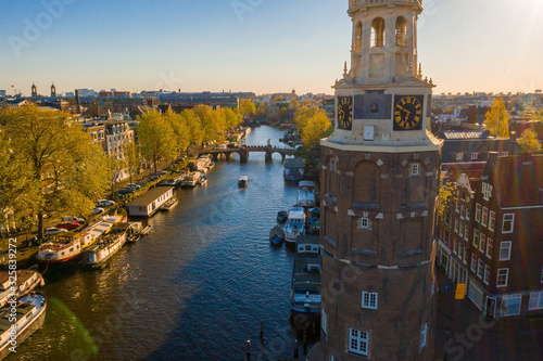 Photography Amsterdam skyline in historical area, Amsterdam, Netherlands