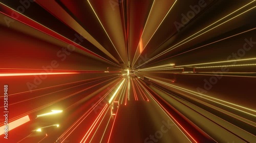 Wallpaper Mural 4k looped abstract high-tech tunnel with neon lights, camera flies through tunnel, neon lights flicker. Sci-fi red orange background in the style of cyberpunk or high-tech future. 4 Torontodigital.ca