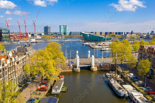 Canvas Print Amsterdam skyline in historical area, Amsterdam, Netherlands