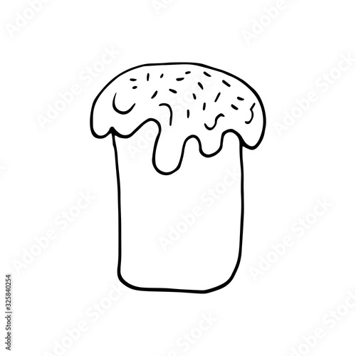 Hand drawn easter cake, bread. Doodle vector illustration in cute style. Element for greeting cards, posters, stickers and seasonal design. Isolated on white background