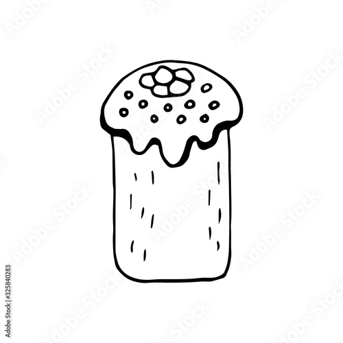 Hand drawn easter cake, bread. Doodle vector illustration in cute style. Element for greeting cards, posters, stickers and seasonal design. Isolated on white background