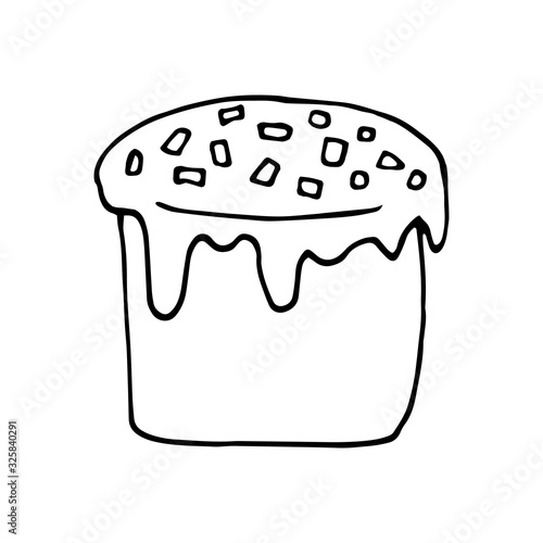Hand drawn easter cake, bread. Doodle vector illustration in cute style. Element for greeting cards, posters, stickers and seasonal design. Isolated on white background