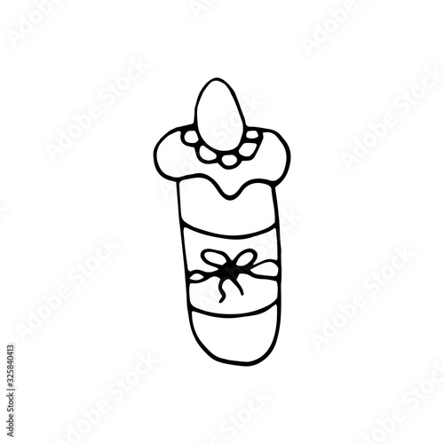Hand drawn easter cake, bread. Doodle vector illustration in cute style. Element for greeting cards, posters, stickers and seasonal design. Isolated on white background