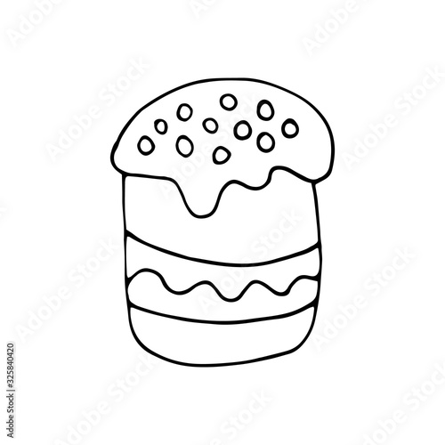 Hand drawn easter cake, bread. Doodle vector illustration in cute style. Element for greeting cards, posters, stickers and seasonal design. Isolated on white background