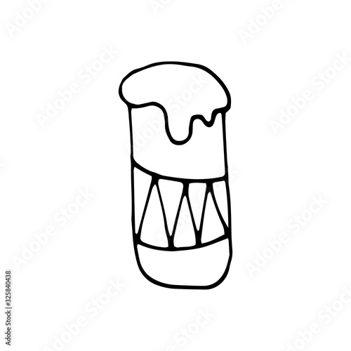 Hand drawn easter cake, bread. Doodle vector illustration in cute style. Element for greeting cards, posters, stickers and seasonal design. Isolated on white background