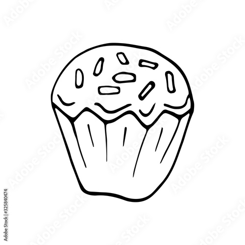 Hand drawn easter cake, bread. Doodle vector illustration in cute style. Element for greeting cards, posters, stickers and seasonal design. Isolated on white background
