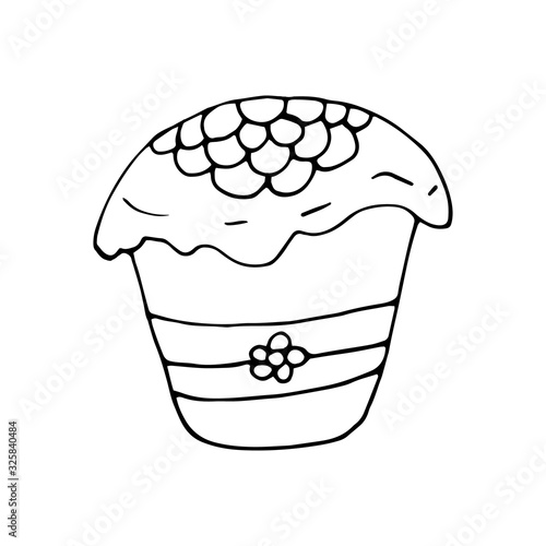 Hand drawn easter cake, bread. Doodle vector illustration in cute style. Element for greeting cards, posters, stickers and seasonal design. Isolated on white background