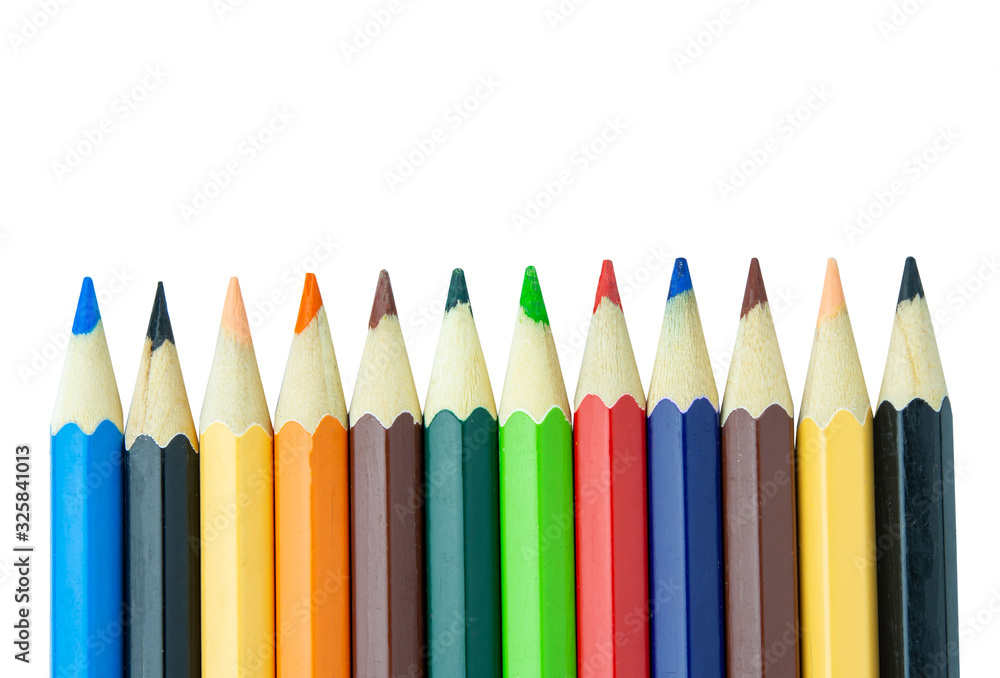 Colored pencils isolated on white background with clipping path Colored pencils isolated on white background with clipping path