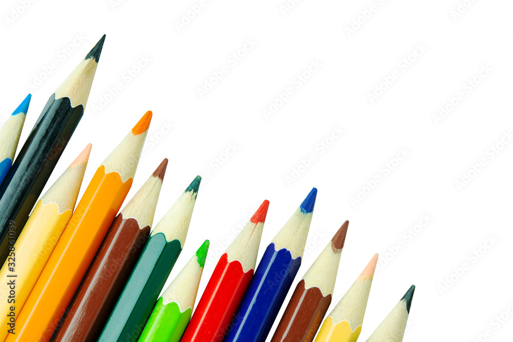 Fototapeta premium Colored pencils isolated on white background with clipping path