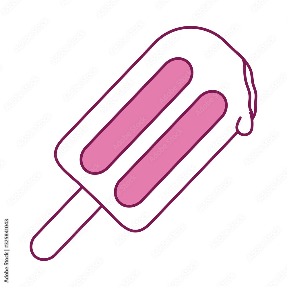 Isolated ice cream half line half color style icon vector design Isolated ice cream half line half color style icon vector design