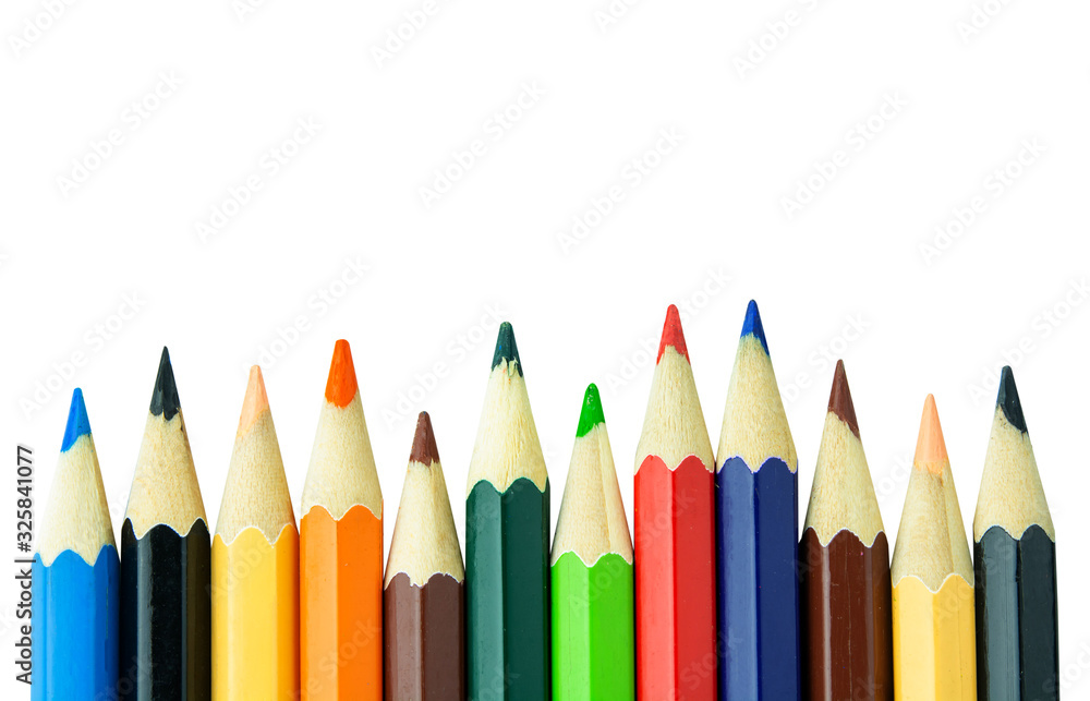Colored pencils isolated on white background with clipping path Colored pencils isolated on white background with clipping path