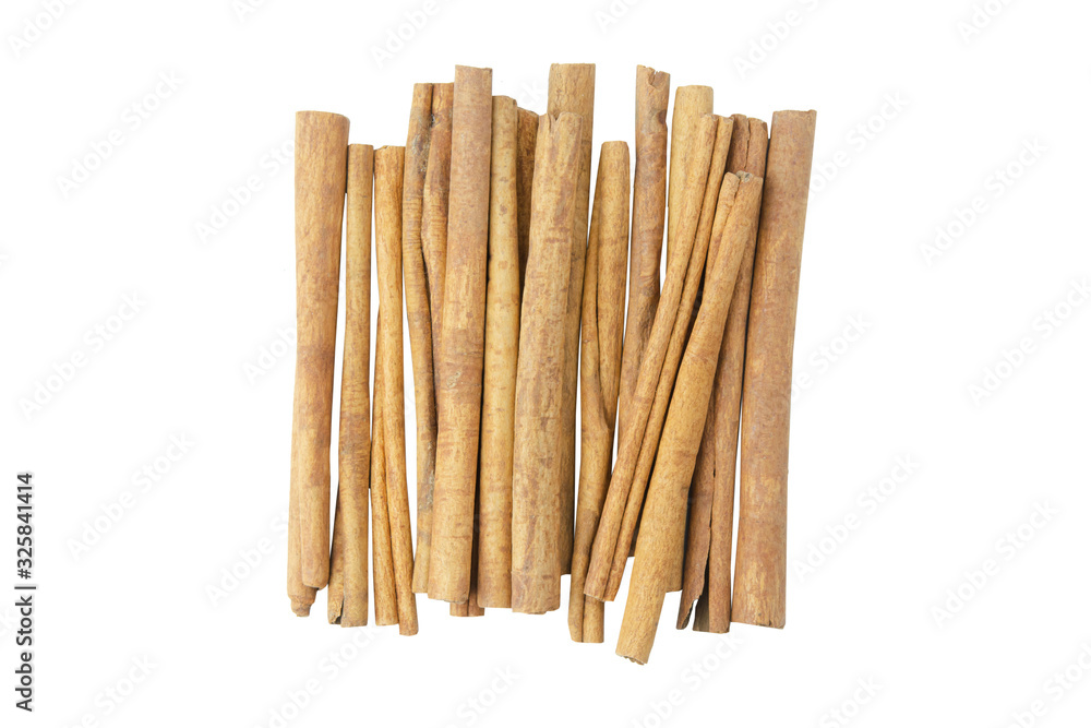 Cinnamon sticks top view isolated on white background with clipping path. Cinnamon sticks top view isolated on white background with clipping path.