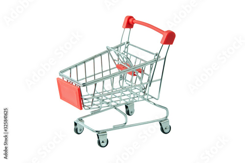 Shopping concept : Red shopping cart on white background with clipping path © Achira22