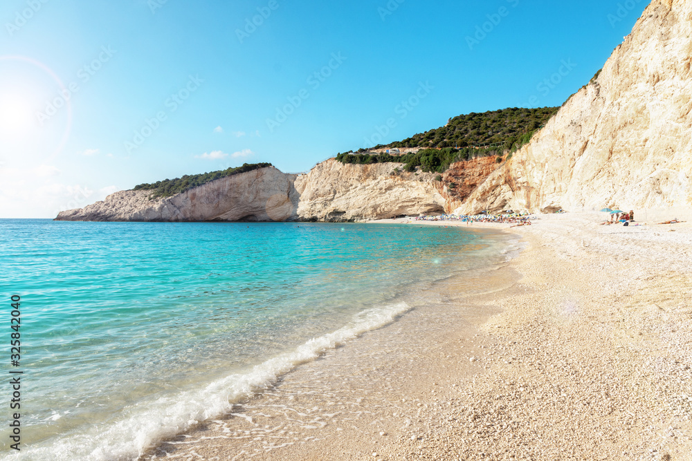 Panorama of Porto Katsiki beach, white beach in greece, best beach in Lefkada