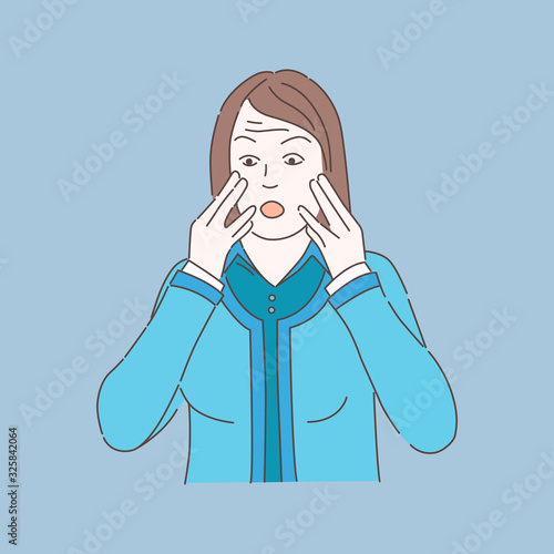 Woman in panic vector illustration. Girl nervous and worried. Mental disorder, phobia, psychology problem.