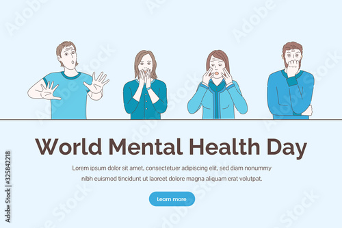 World mental health day vector concept. Psychology counseling, emotional troubles, mental therapy illustration.