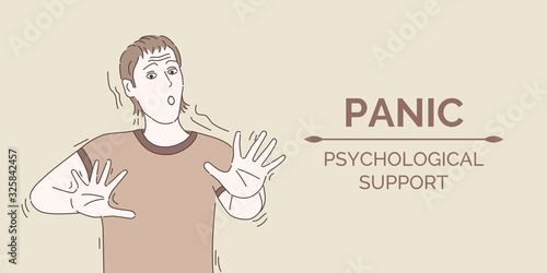 Panic and psychological support vector banner template. Mental disorder, psychology problem concept.