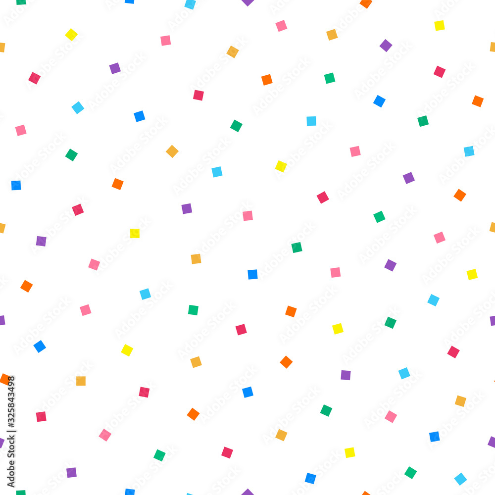 Fototapeta Simple seamless pattern with colorful squares. Repeatable white minimalistic background. Funky vibrant print