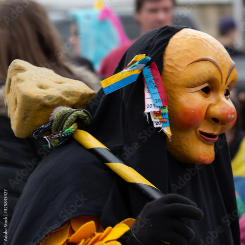 Closeup Portrait of a masked person on a carnival parade