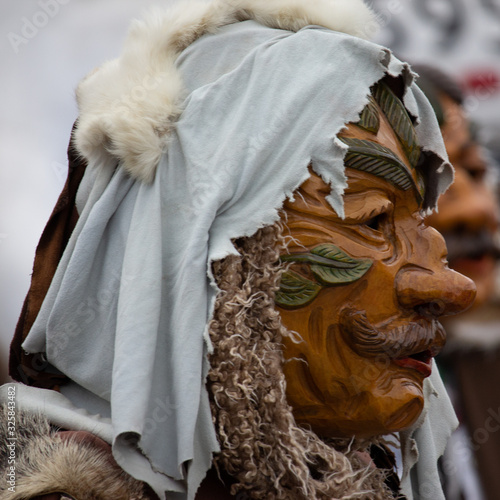 Closeup Portrait of a masked person on a carnival parade