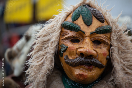 Closeup Portrait of a masked person on a carnival parade