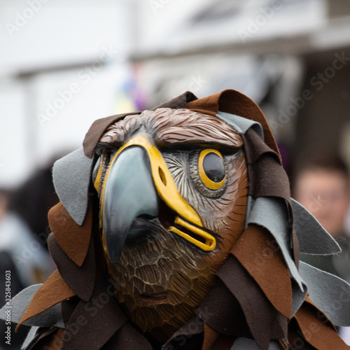 Closeup Portrait of a masked person on a carnival parade