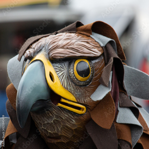 Closeup Portrait of a masked person on a carnival parade
