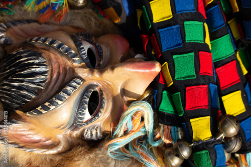 Closeup Portrait of a masked person on a carnival parade