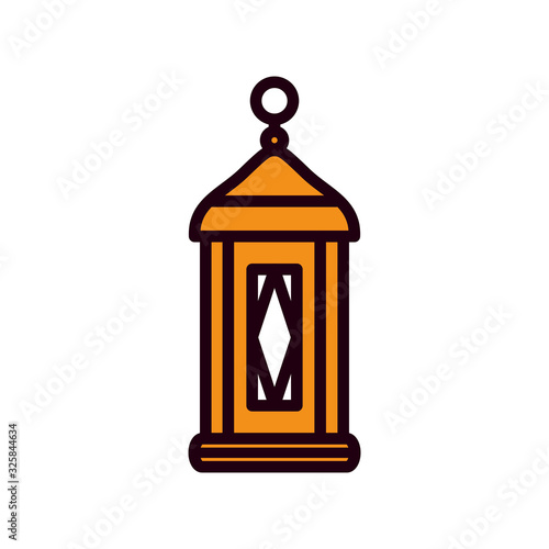 Ramadan lantern line and fill style icon vector design