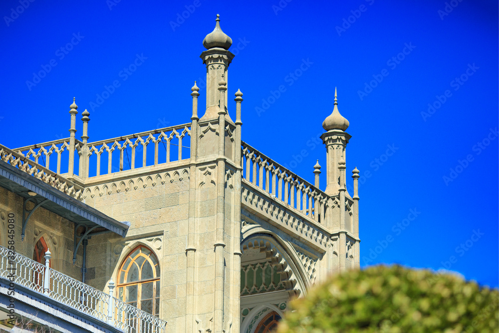 Edge of the facade of the Vorontsov Palace in Crimea