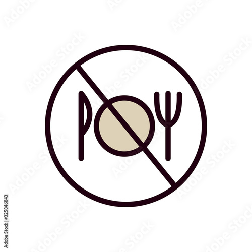 Isolated forbidden plate and cultery line and fill style icon vector design