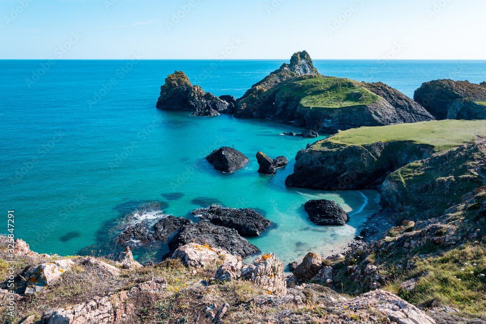 Spectacular view of Kynance Cove on the Lizard Peninsula, Cornwall, England