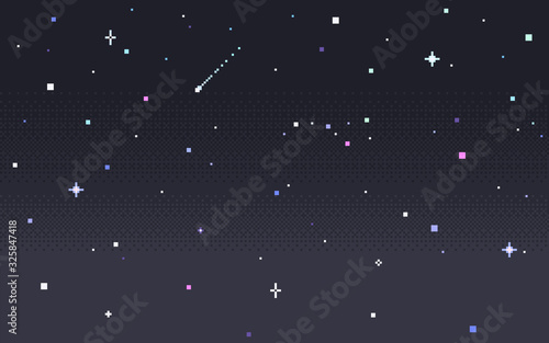 Pixel art star sky at night. photo
