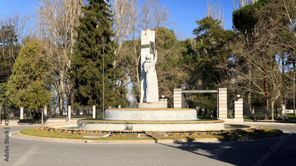 La Carrasca monument, tribute to the 19th century poet and writer Enrique Gil y Carrasco in Ponferrada, Leon, Spain.