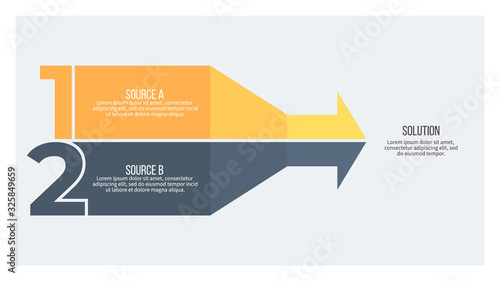 Business infographic. Arrow chart with 2 options. Vector template.