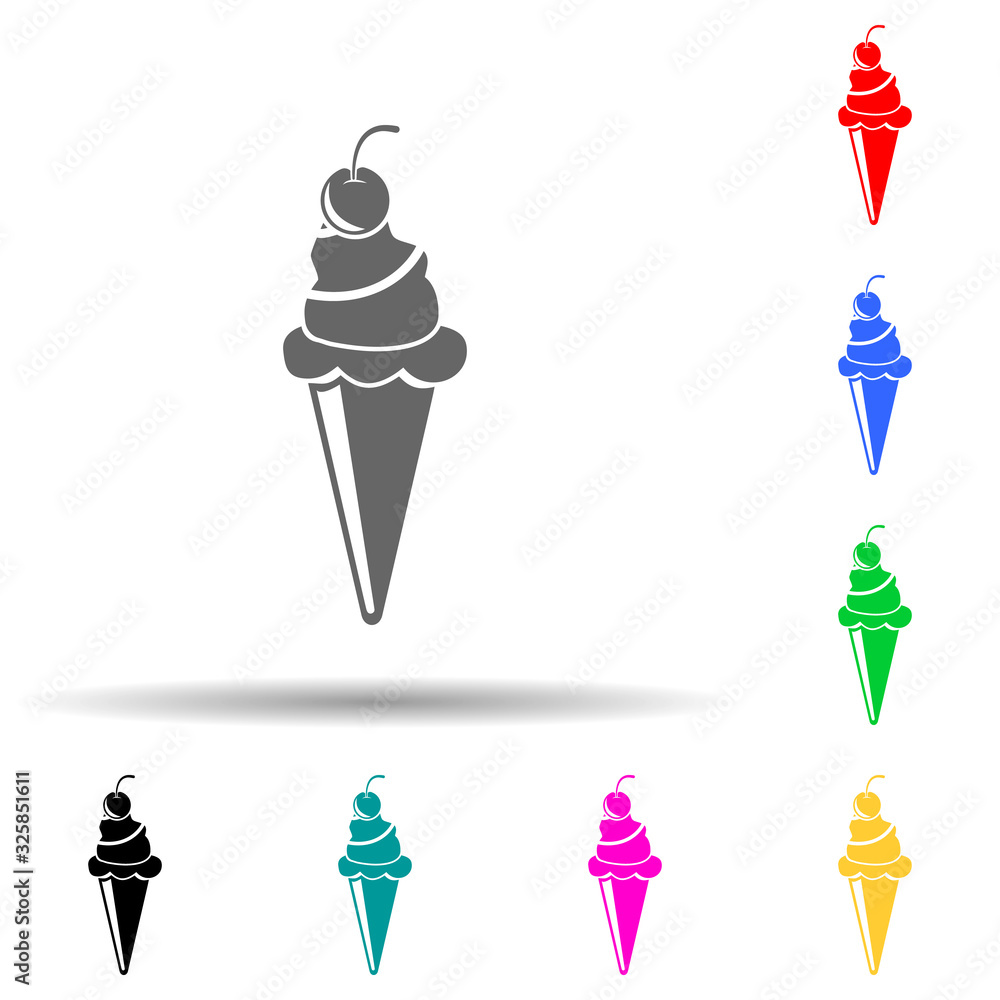 ice-cream with cherry multi color style icon. Simple glyph, flat vector of party icons for ui and ux, website or mobile application ice-cream with cherry multi color style icon. Simple glyph, flat vector of party icons for ui and ux, website or mobile application