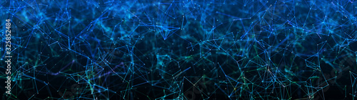 Digital plexus of glowing lines and dots. Abstract background. 3D rendering. Network or connection. 3d rendering.